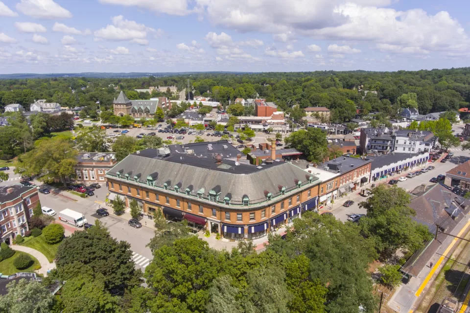 Aerial view of Newton, Massachusetts.